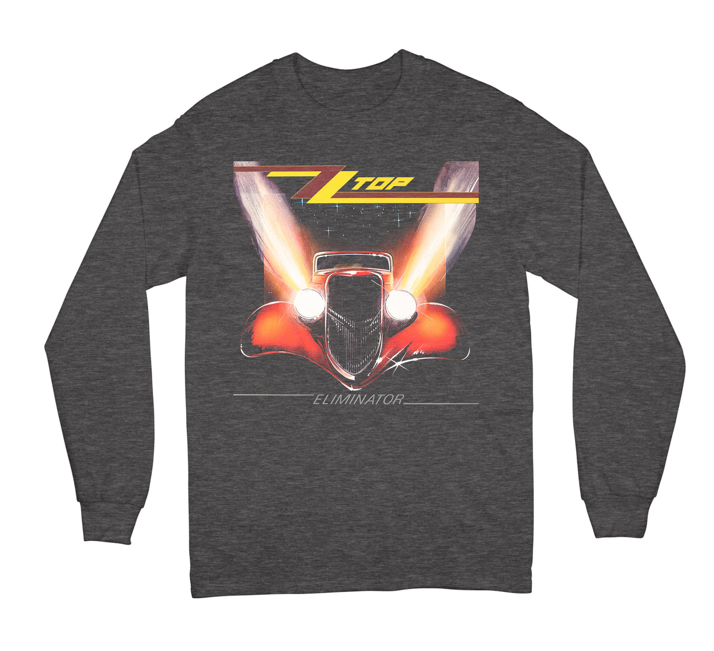 ZZ Top Eliminator on heather long sleeve Tshirt