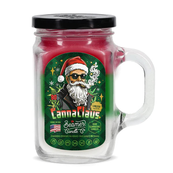 Beamer Candle Co. 12oz Glass Mason Jar, Cannaclaus