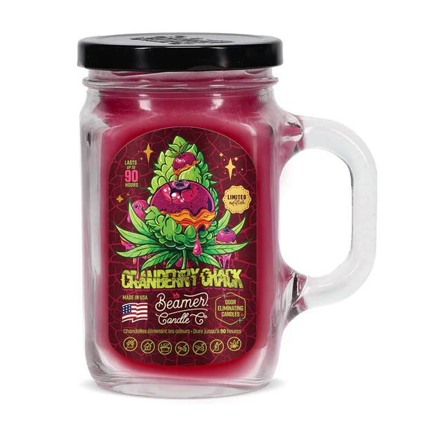 Beamer Candle Co. 12oz Glass Mason Jar, Cranberry Crack